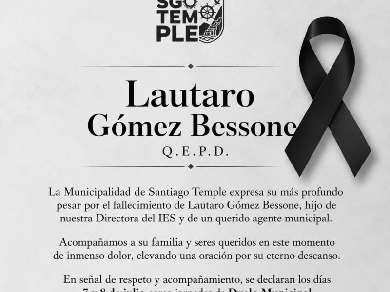 mensaje de duelo por joven fallecido
