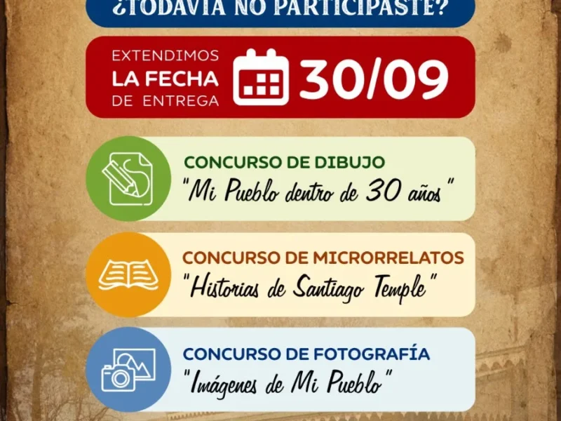 Extendieron hasta el 30 de septiembre el plazo para los concursos por el 138.º aniversario de Santiago Temple